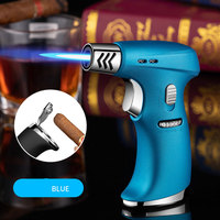Briquet à gaz réglable avec ouvre-trou de cigares, cartouche de Butane pour flamme à haut Jet scintillante pour BBQ