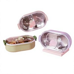 Boîte à lunch isotherme portable pour adultes, 2 compartiments, en plastique de qualité alimentaire, avec motif de <span class=keywords><strong>dessin</strong></span> <span class=keywords><strong>animé</strong></span>, capacité de 501 à 800 ml - Product Image 1