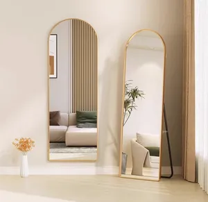 Современный Роскошный домашний декор полная длина настенный большой зеркальный арочный металлический каркас с высококачественным стеклом