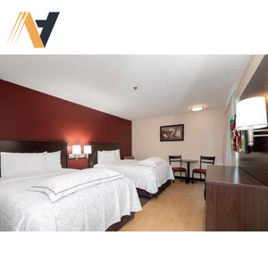 ชุดห้องนอนแบบเรียบง่าย MDF LPL เฟอร์นิเจอร์โรงแรมแบบหลังคาแดงทันสมัยทำจากพลาสติกสำหรับโรงแรม - Product Image 4