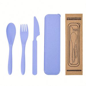 Juego de Cubiertos Personalizado con Logotipo, Ecológico, Escolar, Colorido, Ligero, de Paja de Trigo, Reutilizable, Biodegradable y Duradero, con Tenedor, Cuchillo y Cuchara - Product Image 4