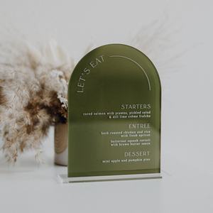 Panneau d'<span class=keywords><strong>arche</strong></span> de menu en acrylique minimaliste Personnaliser le panneau de menu de mariage pour tables avec base - Product Image 2