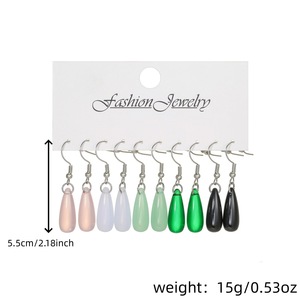 Boucles d'oreilles en forme de goutte d'eau pour femmes, bijoux à la mode, boucles d'oreilles pendantes en acrylique, ensemble de 10 paires - Product Image 4