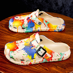 Factory Custom Hole Men's Casual Sports <b>Slippers</b> Breathable Beach Shoes Holiday Home Sandals Quick Dry Mixed Colors Toe - Product Image 1