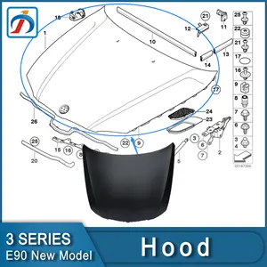 Otomobil parçaları demir araba 3 serisi E90 motor Hood Bonnet 4161 7140 729 E90 vücut kiti