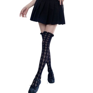 Red Heart Pattern Over The Knee Stockings Ultra Thin 0D Nylon Women's Fashion Y2K Style Cosplay Lolita Trendy - Product Image 5