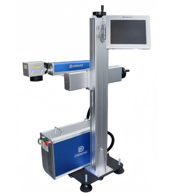DEMAC Intelligent Flying Fiber Laser Marking Machine 20W 30W 50W Automatic Laser Coder Metal Expiry Date logo Printer