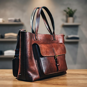 Pochette pour femme en cuir véritable de style européen, pliable, grande capacité, personnalisable, légère, durable, imperméable, avec fermeture éclair - Product Image 2