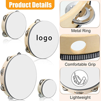 Wholesale Cheap price Custom Wooden Tambourine - 4/6/8/10inch Single Row Jingles, Adult Hand-Held Percussion Instrument