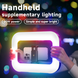 Đèn <span class=keywords><strong>video</strong></span> vòng <span class=keywords><strong>LED</strong></span> RGB cầm tay dành cho quay vlog ngoài trời với giá đỡ ổn định và chân máy dùng cho điện thoại thông minh và máy ảnh - Product Image 1