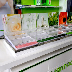 Luxury Modern <b>Acrylic</b> Beauty Salon Display <b>Stand</b> Metal Skincare Cosmetics Racks Factory for Boutique Product for Wooden Showcase - Product Image 6