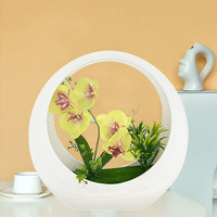 Orchidée papillon à 5 fleurs à 2 tiges, plante artificielle en plastique à aiguilles de pin, ornement décoratif de bureau, plante en pot, style bonsaï mural