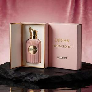 Caja <span class=keywords><strong>de</strong></span> Embalaje Personalizada y Etiquetas Metálicas, Botella <span class=keywords><strong>de</strong></span> Perfume <span class=keywords><strong>de</strong></span> Vidrio <span class=keywords><strong>de</strong></span> Lujo Vacía, Recubierta <span class=keywords><strong>de</strong></span> Terciopelo Rosa, 50ml 100ml, con Tapa Dorada - Product Image 1