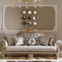 Ensemble de canapés sectionnels nobles pour salon, style antique, 6 places, sculpté à la main, style Empire royal victorien, meubles en bois pour villa