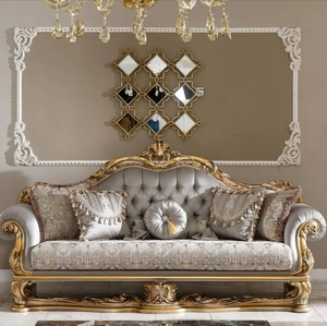 Juego de Sofás Seccionales Nobles para Sala de Estar, Estilo Victoriano Real Imperio, Tallados a Mano, de Madera, para 6 Personas, Muebles para Villa - Product Image 2