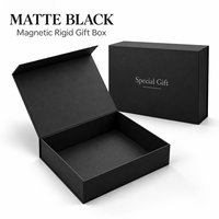 Boîte cadeau rigide à fermeture magnétique noire mate haut de gamme avec logo personnalisé, emballage en papier de luxe pour bijoux, montres, électronique