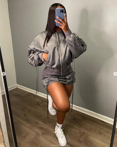 T Selling Baseball Dress <span class=keywords><strong>Srt</strong></span> Ensemble Deux Pièces Filet Rouge Poche Sac Hip Jupe Couleur Unie Riveté Sangle Robe Femme - Product Image 1