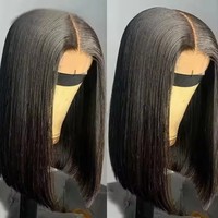 Wig Bob Pendek Tanpa Lem, Rambut Manusia Vietnam, Grade 15A Super Double Drawn, 4x4 Lace Closure, Bone Straight, Tanpa Lem
