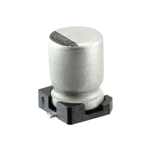 Condensateur SMD à montage en surface 22 µF 20 % 6,3 V, canal fabricant, 22 uF 6.3SLV22M4X6.1 CAP ALUM 22UF - Product Image 1