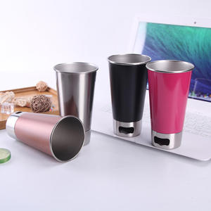 Vasos de Cerveza Pintados Resistentes a las Caídas de 500 ml con Logotipo Personalizado, Vaso de Cerveza de Acero Inoxidable de Pared Simple con <span class=keywords><strong>Base</strong></span> Abrebotellas - Product Image 1