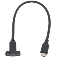 Kabel Ekstensi USB 3.1 Tipe-C Male Female Panel Mount dengan Pengunci Sekrup, Kontak Berlapis Emas, dan Pelindung Jalinan untuk Data dan Mikrofon