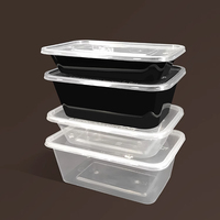 500Ml 650Ml Récipient alimentaire jetable carré transparent en plastique Pp pour micro-ondes avec couvercle