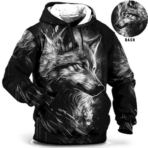 Modello Vintage animale <span class=keywords><strong>lupo</strong></span> essenziale con stampa 3d felpa con cappuccio top leopardato a manica lunga Casual felpa con cappuccio tigre felpa con cappuccio oversize da uomo - Product Image 6
