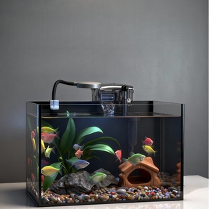JSD Groothandel Jinjing Modern Ultra Helder Glas 5L Zwarte Achtergrond DIY Bureau <span class=keywords><strong>Aquarium</strong></span> Ecologisch Vis Schildpad <span class=keywords><strong>Aquarium</strong></span> LED Verlichting - Product Image 4