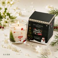 Bougie parfumée en cire de soja 200g dans un bocal en verre avec boîte cadeau, parfum de Noël, marque privée, parfum d'ambiance, OEM ODM, livraison rapide