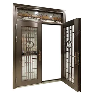 Modern Luxury Design Security Anti - Theft Metal Steel Security Entry Door For Villa