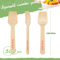 Su misura Mini legno stampato vanga Logo biodegradabile eco-friendly usa e getta cucchiaio per uso quotidiano feste per raccogliere il ghiaccio