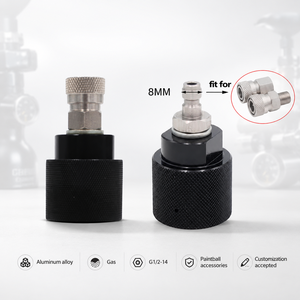 อะแดปเตอร์เติมแก๊สอลูมิเนียมอัลลอยสีดำ ZimaKyfa CQJT-GT เกลียว G1/2-14 สำหรับตัวควบคุม HPA CO2 ขนาด 8 มม. แบบถอดเร็ว ตัวผู้/ตัวเมีย ช่องต่อ 1 - Product Image 1