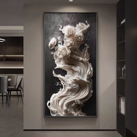 Grand décor mural 3D abstrait blanc vague créative pour couloir porche entrée lumière luxe diamant cristal porcelaine peinture