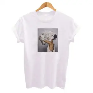 Etiket özel özelleştirmek baskılı Logo o-boyun nefes kadınlar özel T Shirt baskı boş tişört