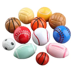 Obral besar 3d miniatur sepak bola bola rugby basket datar permainan bola olahraga resin cabochon