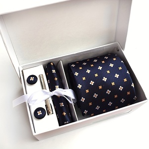 Gravata de mão de silicone com clipe de braçadeira de luxo, caixa de presente para homens premium, bolso quadrado, gravata borboleta, conjunto de gravata para presente