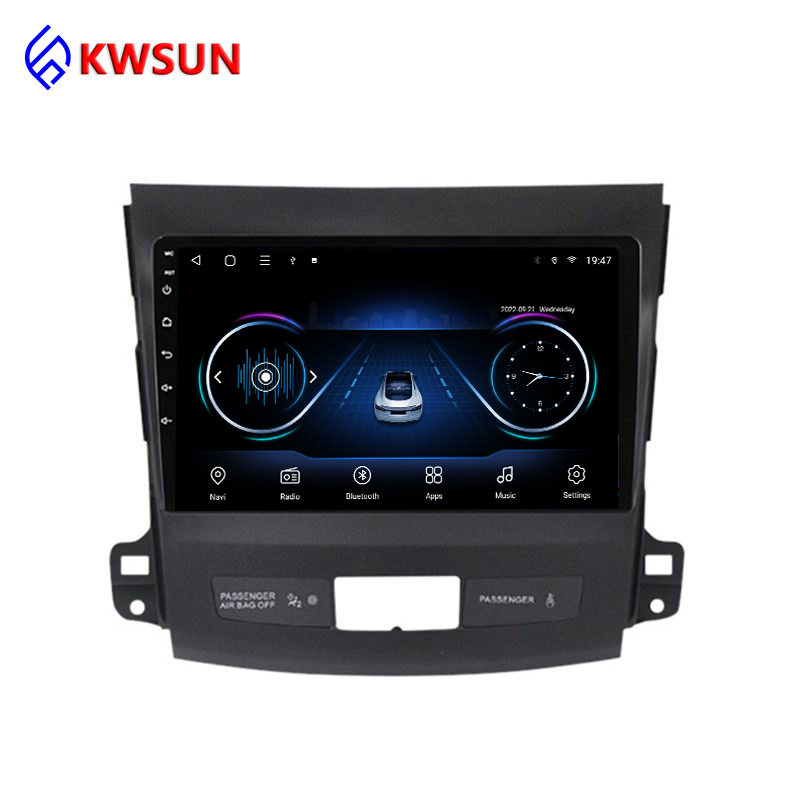 Kit multimídia para carro com dvd, 2 gb de ram, 9 polegadas, android 10, navegação gps, para mitsubishi outlander 2005-2011, sistema de rádio multimídia