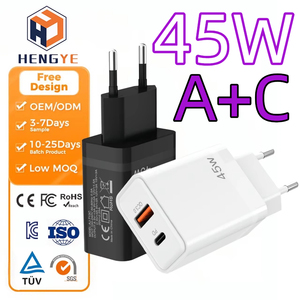 Chargeur USB-C à <span class=keywords><strong>charge</strong></span> <span class=keywords><strong>rapide</strong></span> Pd Pps d'usine OEM, câble de type C, 45 watts, chargeurs muraux de 45w, chargeur Pd de 45w - Product Image 1