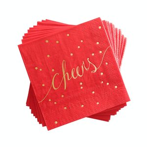 Custom Red 2 Ply Napkins in Bag Style Your Cheer Logo Disposable Personalized for Brand Promotion Sports Events Celebrations