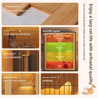 Dongmajiaju Villa de Luxe pour Chat en Bois avec Porte en Fer, Bac à Litière Intégré, Lit Respirant et Gain de Place pour Toutes les Saisons