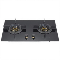 Table de cuisson à gaz encastrable 2 brûleurs avec surface en verre trempé, économie d'énergie, contrôle par minuterie, protection anti-extinction de flamme pour usage domestique et hôtelier