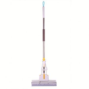 Poste de acero inoxidable extra grueso para el hogar, tres filas de rodillos, fregona absorbente de algodón de goma para exprimir el agua, Coágulo de muelle manos libres - Product Image 1