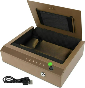 Xách tay vân tay kết hợp kỹ thuật số-<span class=keywords><strong>gun</strong></span> an toàn hộp với USB LED Light <span class=keywords><strong>Gun</strong></span> an toàn cho khẩu súng ngắn an toàn sinh trắc học Key điện tử - Product Image 1