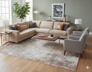 8x10 abstract distressed area <b>rug</b>, gray cream rust, modern vintage style - Product Image 4