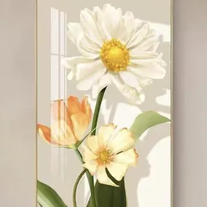 3D Diamond Beauty Sunshine Flower Canvas Art Prints Crystal Porcelain Painting for Home Living Room