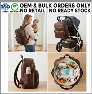 Borsa per Pannolini in Pelle Vegana Personalizzata OEM Multifunzione Zaino in Pelle PU per Mamme con Logo Personalizzato - Product Image 1