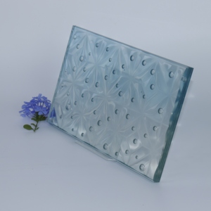 Panneau de verre décoratif texturé en résine bleu clair laminée à motif bulles, verre artistique texturé pour cloison intérieure et décoration de bâtiment - Product Image 5
