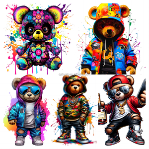Custom Bear <strong>Transfer</strong> <strong>Designs</strong> Stickers All Logo Plastisol Ready Press <strong>Heat</strong> T-Shirt for DTF Print <strong>Cartoon</strong> Feature - Product Image 1
