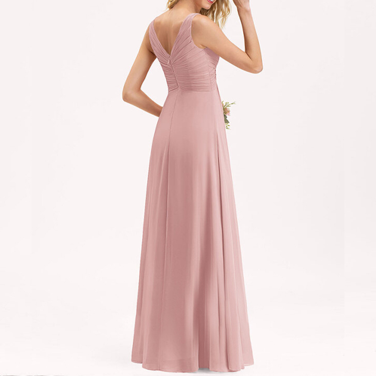 Elegant Dress Peach Long Chiffon - Perfect for Bridesmaids Elegant Dress Peach Long Chiffon - Perfect for Bridesmaids