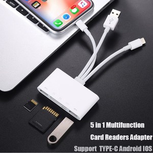 <span class=keywords><strong>5</strong></span>-trong-1 ổ đĩa flash SD TF Card Reader <span class=keywords><strong>adapter</strong></span> với Type-C USB <span class=keywords><strong>Lightning</strong></span> Port Đối với <span class=keywords><strong>iPhone</strong></span> iPad macbook - Product Image 3